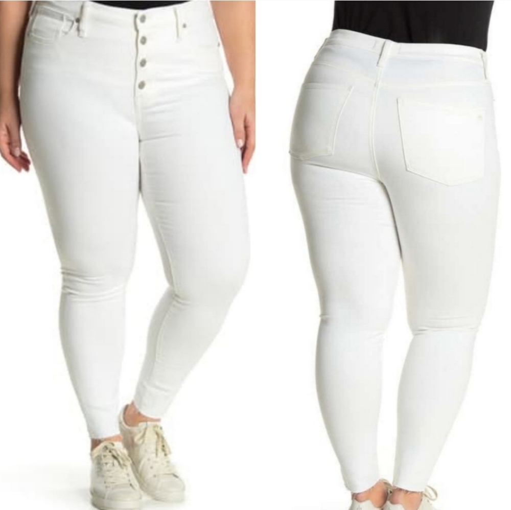 Madewell White Raw Hem Ankle Skinny Jeans